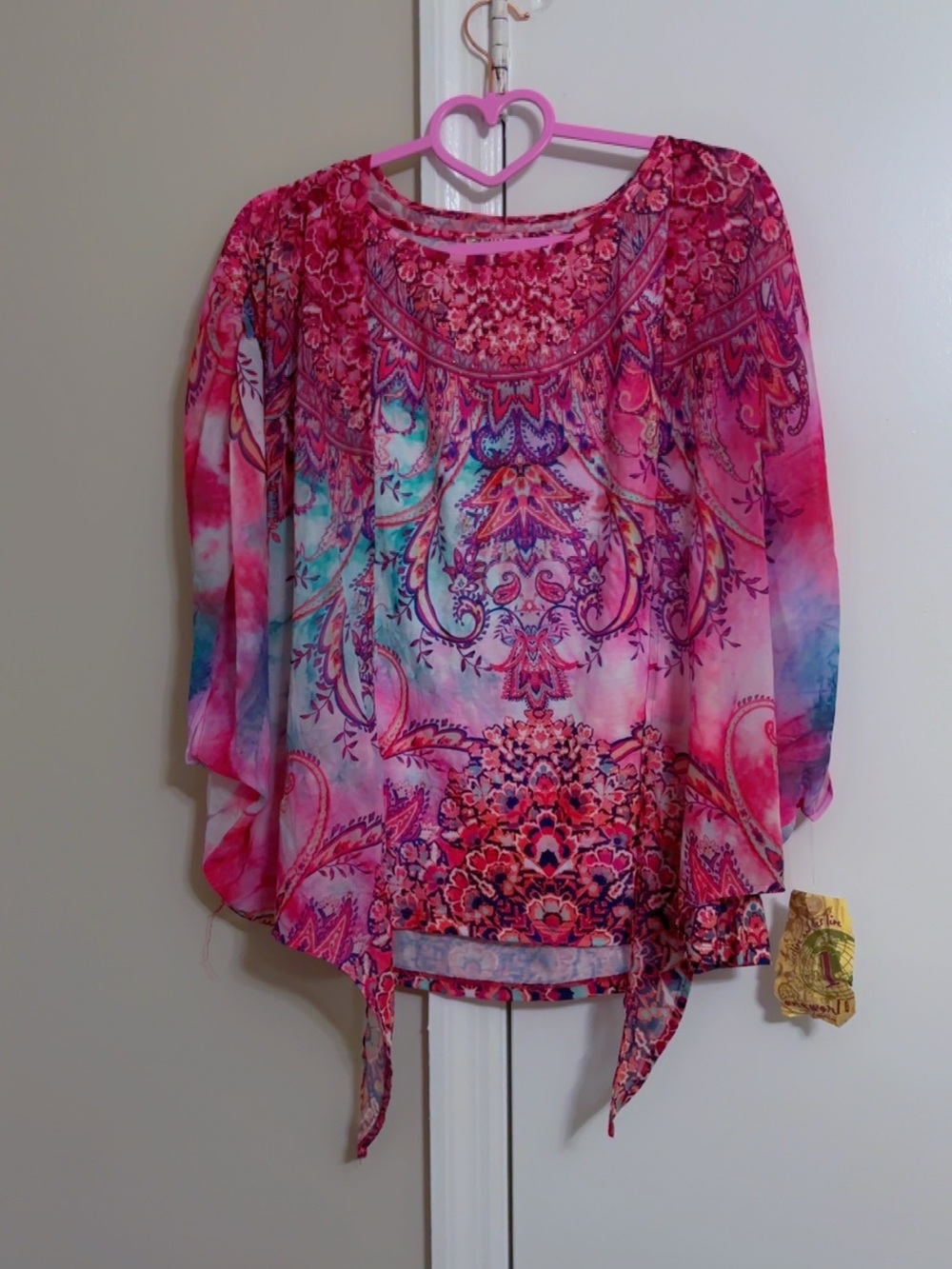 ONE WORLD Pink Multi-Print Flowing Tunic Top